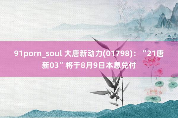 91porn_soul 大唐新动力(01798)：“21唐新03”将于8月9日本息兑付