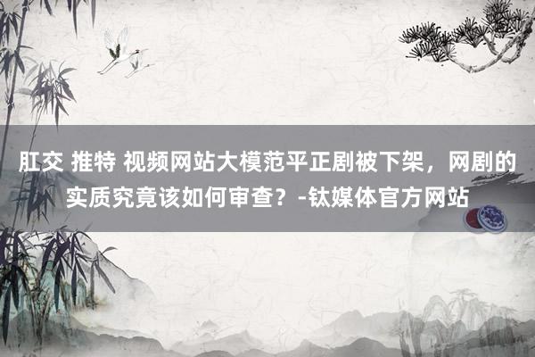 肛交 推特 视频网站大模范平正剧被下架，网剧的实质究竟该如何审查？-钛媒体官方网站