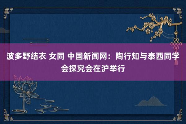 波多野结衣 女同 中国新闻网：陶行知与泰西同学会探究会在沪举行